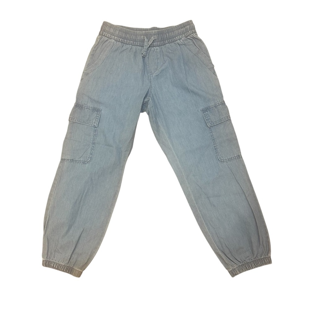 Gap Kids Girls Denim Baggy Joggers Cargo Pants Medium to Light Wash Size M (8)